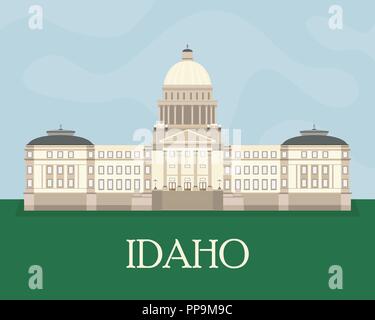 Flache farbige Abbildung der Idaho State Capitol. Flat Style Vektor. Stock Vektor