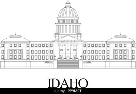 Flache Darstellung in den Zeilen der Idaho State Capitol. Flat Style Vektor. Stock Vektor