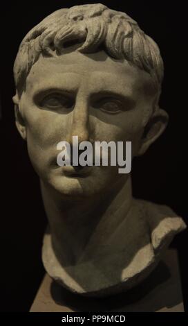 Augustus (63 V.CHR.-14 N.CHR.). Erste römische Kaiser. Büste. Marmor. Von Pergamon (bergama). 1. Archäologische Museum. Istanbul. Die Türkei. Stockfoto