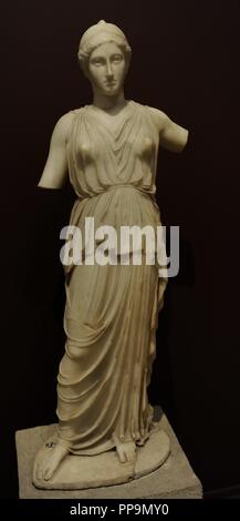 Statue der Göttin Athene. Römische Kopie eines Originals aus dem 5. Jahrhundert v. Chr.. Marmor. Von Leptis Magna. Archäologische Museum. Istanbul. Die Türkei. Stockfoto