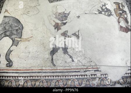 Großer Palast Mosaik-Museum. 4.-6. Jahrhunderte. Detail eines Mosaiks. Istanbul. Turkei. Stockfoto