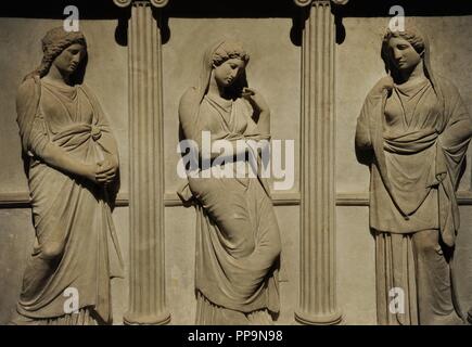 Sarkophag der Trauer Frauen. 4. vorchristlichen Jahrhundert. Pentelic Marmor. Von der königlichen Nekropole von Sidon. Kammer I. Archäologischen Museum. Museum des Alten Orients. Istanbul. Die Türkei. Stockfoto