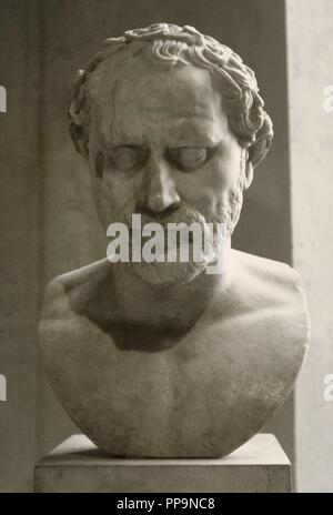 Demosthenes (384-332 v. Chr.). Griechischer Politiker und Redner. Büste. Römische Kopie nach einem griechischen Original in Bronze des Bildhauers Polyeuctos. In Italien gefunden. Louvre-Museum. Paris. Frankreich. Stockfoto