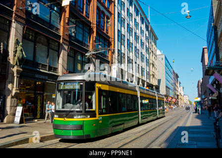 Straßenbahn, Aleksanterinkatu, Helsinki, Finnland Stockfoto