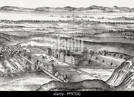 Palace und der Abtei von Holyroodhouse, Edinburgh, Schottland, 17. Jahrhundert Stockfoto