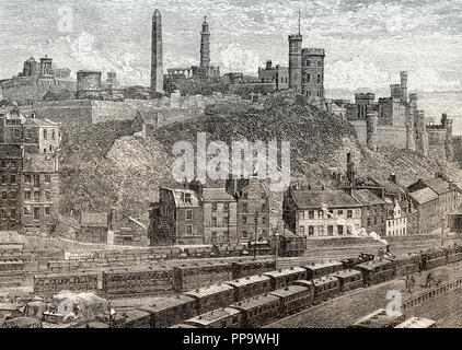 Eine Ansicht des Calton Hill, Edinburgh, Schottland, 19. Jahrhundert Stockfoto