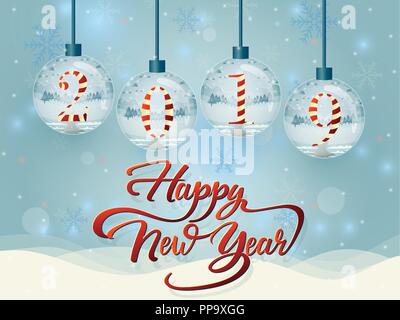 Satz von Frohes Neues Jahr Glaskugel Sammlung. Stock Vektor