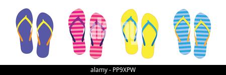 Mit bunten Sommer Flip Flops für den Strand Urlaub Vector EPS Abbildung 10 Stock Vektor