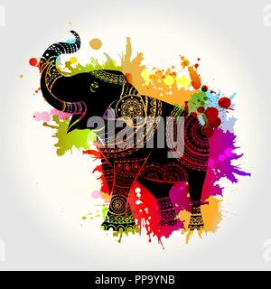 Vektor ethnischen Elefant. Vector Illustration eines Aquarell Stock Vektor