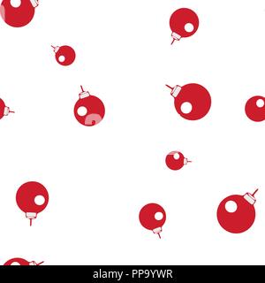 Rote Kugeln für die Verzierung eines Weihnachtsbaum nahtlose Muster. Auf einem weißen Hintergrund. Vector Illustration. Stock Vektor