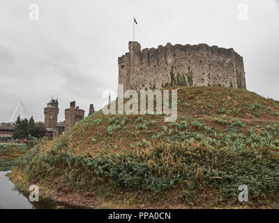 Cardiff, Großbritannien - 16. Semptember 2018: Blick auf das Schloss von Cardiff Stockfoto