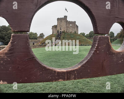 Cardiff, Großbritannien - 16. Semptember 2018: Blick auf das Schloss von Cardiff Stockfoto