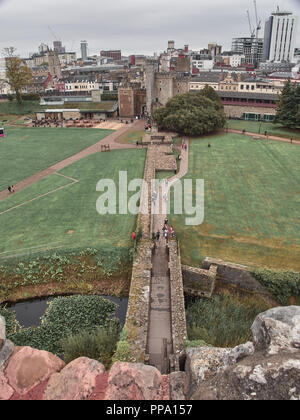 Cardiff, Großbritannien - 16. Semptember 2018: Blick auf das Schloss von Cardiff Stockfoto