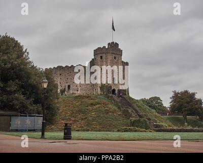 Cardiff, Großbritannien - 16. Semptember 2018: Blick auf das Schloss von Cardiff Stockfoto