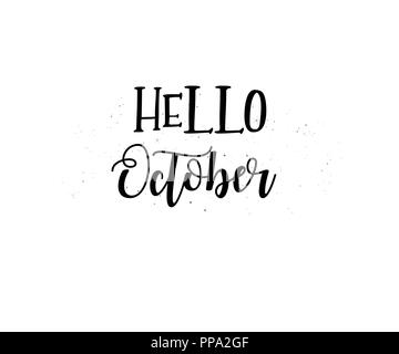 Hallo Oktober hand Schrift Stockfoto