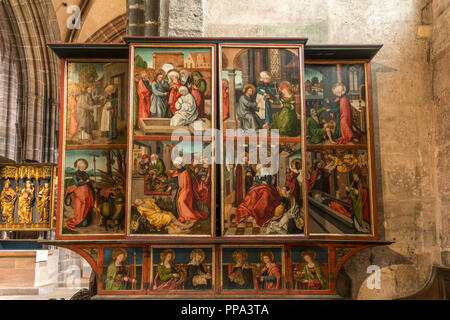 Imhoff Altar im Innenraum der Kirche St. Lorenz, Nürnberg, Bayern, Deutschland | Imhoff Altar, St. Lorenz Kirche Innenraum, Nürnberg, Bayern, Germ Stockfoto