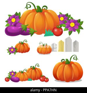 Satz Reifen Gemüse auf weißem Hintergrund. Vektor cartoon Close-up Abbildung. Stock Vektor