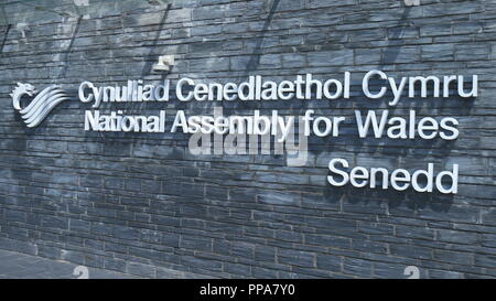 Cynulliad Cenedlaethol Cymru, die Nationalversammlung für Wales, Senedd, Cardiff Bay, Cardiff, South Wales, Großbritannien Stockfoto