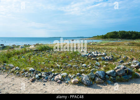 Stein Labyrinth am Bolschoi Solovetsky Inseln im Weißen Meer, Archangelsker oblast, Russland. Stockfoto