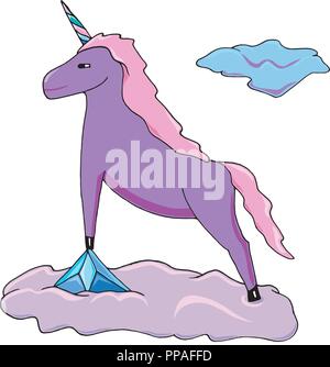 Magic niedlichen Einhorn und Wolken Vector Illustration Stock Vektor