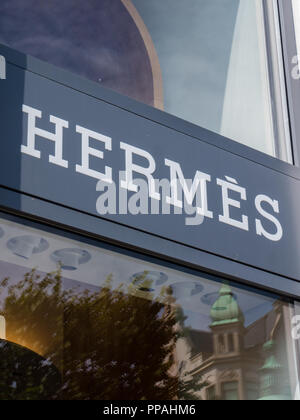 Hermes Luxus Fashion Store, Kopenhagen, Seeland, Dänemark, Europa. Stockfoto