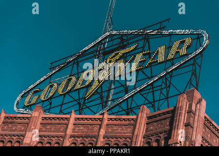 Goodyear Zeichen in Akron, Ohio Stockfoto