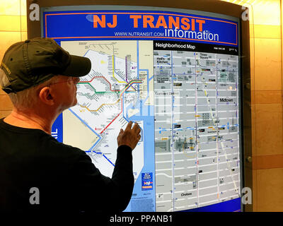 New Jersey Transit Karte, Penn Station, NEW YORK Stockfoto