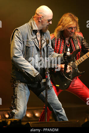 Rob Halford und Glenn Tipton mit Judas Priest durchführen, Konzert im Seminole Hard Rock Hotel und Kasino in Hollywood, Florida am 17. August 2009. Stockfoto