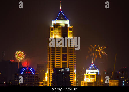 Silvester Feuerwerk, Bangkok, Thailand Stockfoto