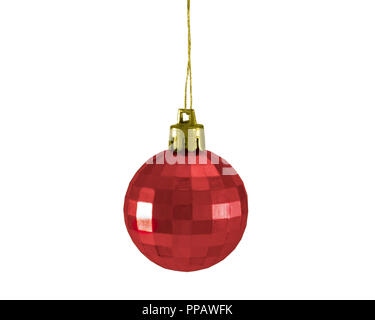 Rote Farbe christmas ball Ornament auf weißem Hintergrund Stockfoto