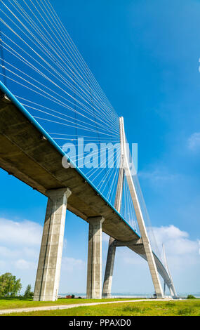 Die Pont de Normandie, eine Schrägseilbrücke Straße, Brücke über die Seine in der Normandie, Frankreich Stockfoto