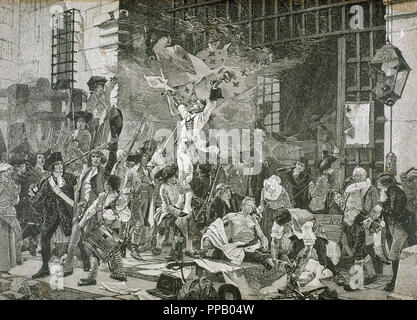 Französische Revolution. Die Storming der Bastille in Paris ereignete sich am 14. Juli 1789. Stockfoto