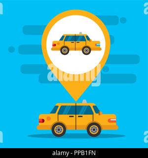 Gps-navigation Transport Taxi Lage Ort fahrt Vector Illustration Stock Vektor