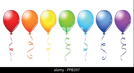 Viele bunte Luftballons in Regenbogenfarben Vektor-illustration EPS 10. Stock Vektor