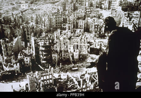 Dem zweiten Weltkrieg. Dresden, die durch Bombenangriffe zerstört. Stockfoto