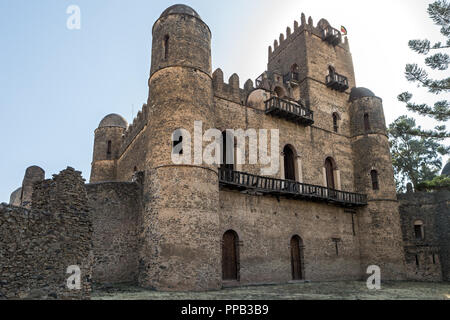 Fasilidas's Castle, Fasil Ghebbi, Royal Enclosure, Gonder, Äthiopien. Weltkulturerbe der UNESCO Stockfoto