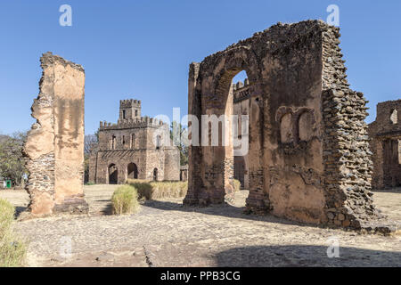 Das Archiv Schloss (Bibliothek) des Königs Fasilides aus Fasilide's Castle. Fasil Ghebbi, Royal Enclosure, Gonder, Äthiopien. Weltkulturerbe der UNESCO Stockfoto