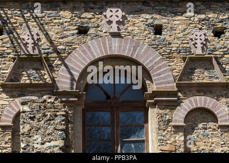 Kreuz von Gonder auf mentewab's Castle Fasil Ghebbi, Royal Enclosure, Gonder, Äthiopien. Weltkulturerbe der UNESCO Stockfoto