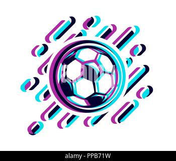 Fußball in eine Panne Wirkung Vector Illustration auf weißem Hintergrund. Fußball-Ball in eine Panne Wirkung Stock Vektor