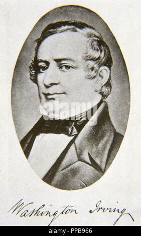 IRVING, Washington (Nueva York, 1783 - Sunnyface, 1859). Escritor estadounidense. Sus obras" eine Chronik von der Eroberung von Granada (1829) y' Die Alhambra" (1832) reflejan su atracción por España y su inclinación hacia El Pintoresquismo. Stockfoto