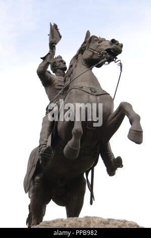 Andrew Jackson (1767-1845). 7. Der Präsident der Vereinigten Staaten. Reiterstandbild in Jackson Square sculpetd von Clark Mills (1810-1883) im Jahr 1856. French Quarter. New Orleans, Louisiana. USA. Stockfoto