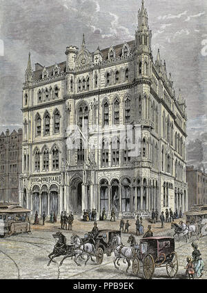 Masonic Temple 1867 eröffnet, an der Kreuzung der Tremont Street und Boyleston Straße. Blick von Außen. Boston. 1895. Massachusetts. In den Vereinigten Staaten. Stockfoto