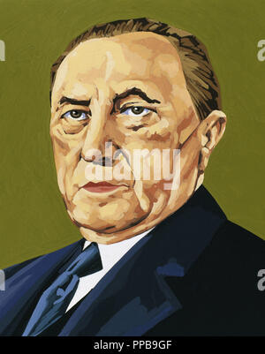 Adenauer, Konrad (Köln, 1876 - Rhˆndorf, 1967). Deutsche Politiker, einer der Gründer der Christdemokratischen Partei. Bundeskanzler der Bundesrepublik Deutschland von 1949 bis 1963. Er war einer der Unterzeichner der Vertrag von Paris (1963). Stockfoto