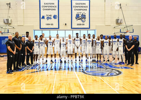 Orlando, Florida, USA. 24. September, 2018. Der Orlando Magic 2018/2019 Spieler und Trainerstab. Photo Credit: Marty Jean-Louis Credit: Marty Jean-Louis/Alamy leben Nachrichten Stockfoto