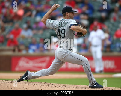 Arlington, Texas, USA. 23 Sep, 2018. Seattle Mariners Krug Furt LeBlanc (49) Während der MLB Spiel zwischen der Seattle Mariners und der Texas Rangers bei Globe Life Park in Arlington, Texas. Texas gewann 6-1. Tom Sooter/CSM/Alamy leben Nachrichten Stockfoto