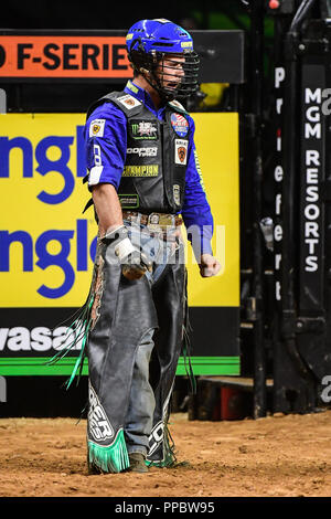 Fairfax, Virginia, USA. 23 Sep, 2018. KAIQUE PACHECO feiert während der Unleash The Beast runde Meisterschaft an EagleBank Arena in Fairfax, Virginia statt. Credit: Amy Sanderson/ZUMA Draht/Alamy leben Nachrichten Stockfoto