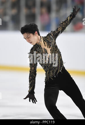 Oakville, Ontario, Kanada. 22 Sep, 2018. Yuzuru Hanyu von Japan führt bei den Herren Kür während der 2018 Herbst Classic International mit 16 Meile Sports Complex in Oakville, Ontario, Kanada, 22. September 2018. Quelle: LBA/Alamy leben Nachrichten Stockfoto