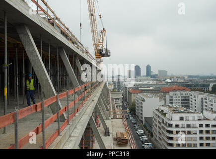 Funktion - ein Blick auf das neue Gebäude und die Umgebung in Richtung Potsdamer Platz. Drücken Sie Termin - Führung durch das neue Axel Springer Haus in Berlin, Deutschland am 30.08.2018. | Verwendung weltweit Stockfoto