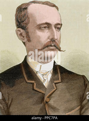 Cerralbo Enrique de Aguilera y Gamboa, Marquis de (Madrid, 1845 - Madrid, 1922). Spanische Politiker und Archäologen. Kupferstich von Rico. Gefärbt. Stockfoto