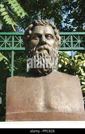 Sophokles (496-406). War eine der drei großen tragedians des klassischen Athen. Büste Zeitgenosse von Sophokles. Athen. Zentral Griechenland. Attika. Europa. Stockfoto